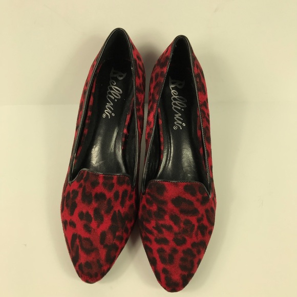 Bellini 6.5 Red Leopard Loafer Style Slip On Heels - Picture 3 of 8